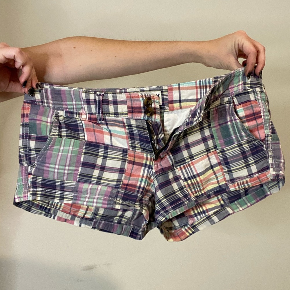 American eagle y2k vintage plaid shorts summer youth Junior size 0 low rise